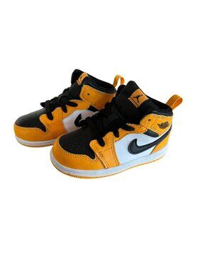 Nike Air Jordan 1 Mid Retro TD Taxi Yellow White Black Toddler Shoes Size 8C